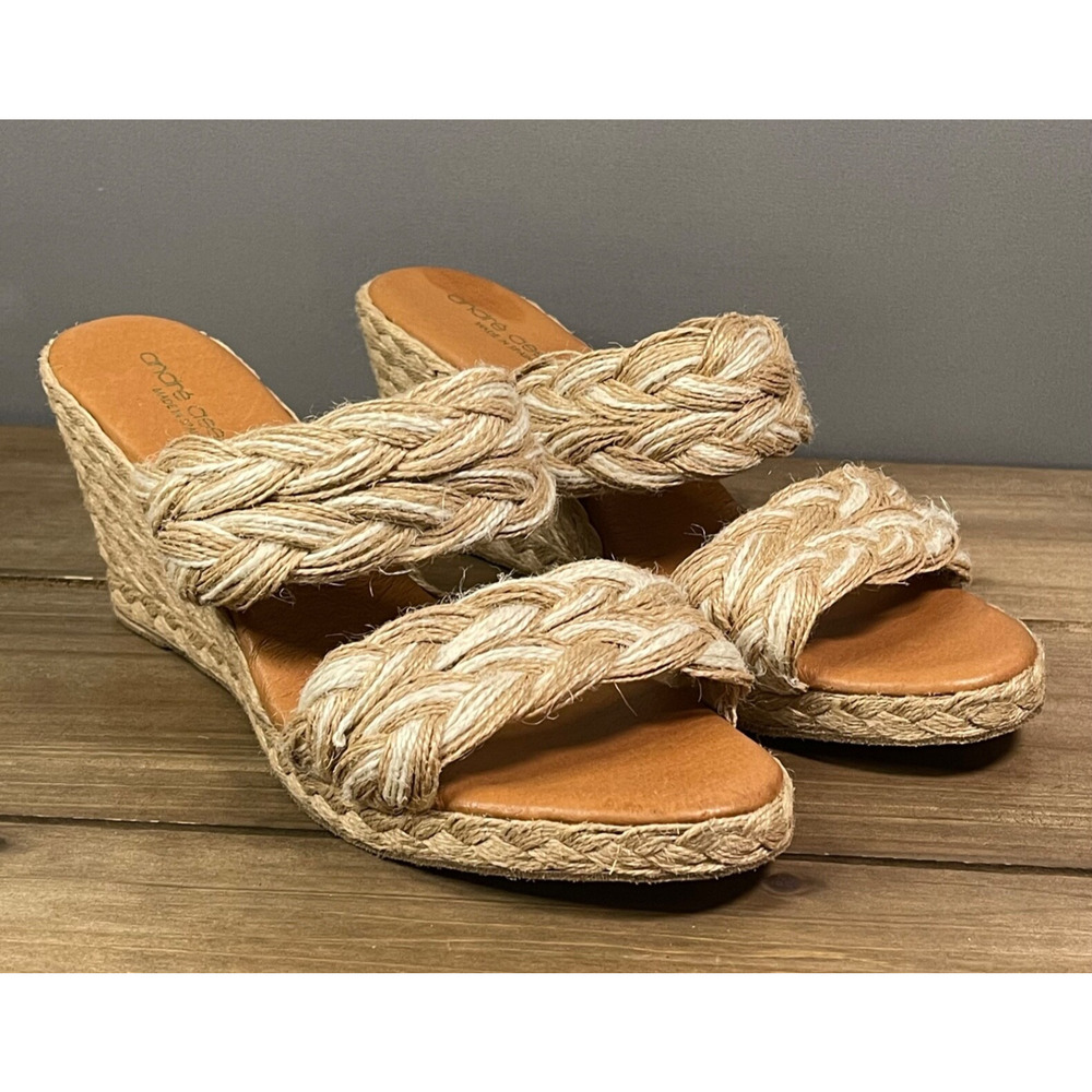 Andre Assous Women's Nolita Woven Espadrille Wedge Heel Sandal Size 41 Natural - Picture 2 of 14